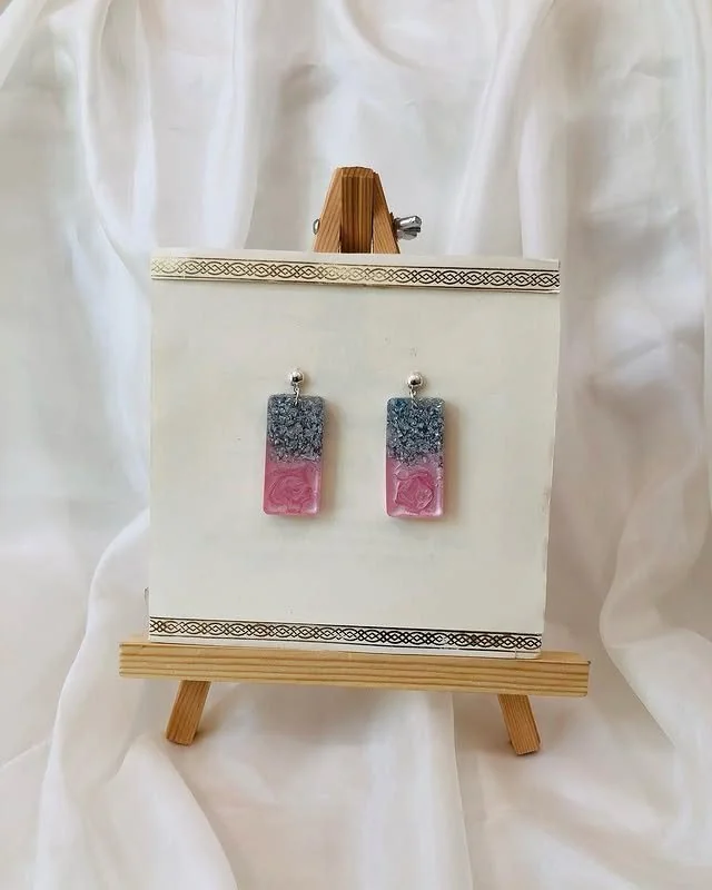 Vibrant Blooms: Resin Earrings in Pink