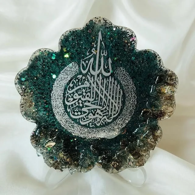 Blending faith and art, our handmade resin Ayatul